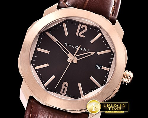 불가리 Octo Solotempo Automatic RG/LE Brown Asia 23J Mod -BVG0064B