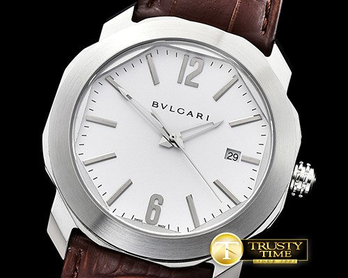 불가리 Octo Solotempo Automatic SS/LE White Asia 23J Mod -BVG0065A