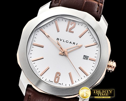 불가리 Octo Solotempo Automatic SS/LE White/RG Asia 23J Mod -BVG0066A