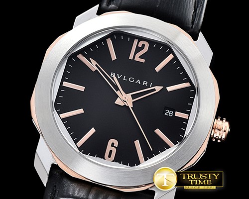 불가리 Octo Solotempo Automatic SS/LE Black/RG Asia 23J Mod -BVG0066B