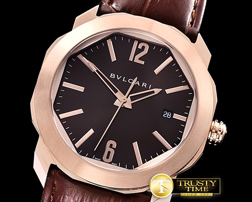 불가리 Octo Solotempo Automatic RG/LE Brown Asia 23J Mod -BVG0068B