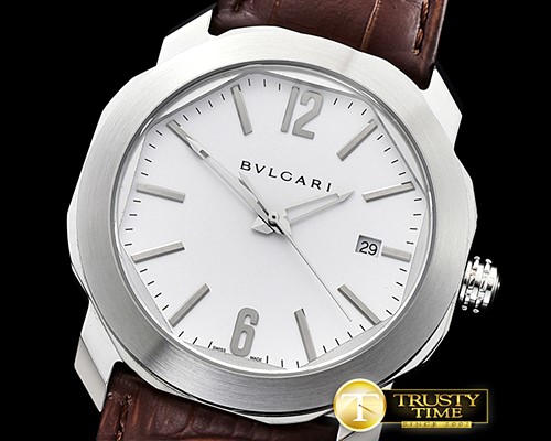 불가리 Octo Solotempo Automatic SS/LE White Asia 23J Mod -BVG0069A