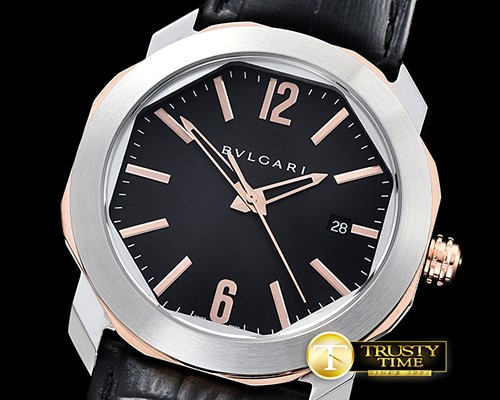 불가리 Octo Solotempo Automatic RG/SS/LE Black Asia 23J Mod -BVG0069C