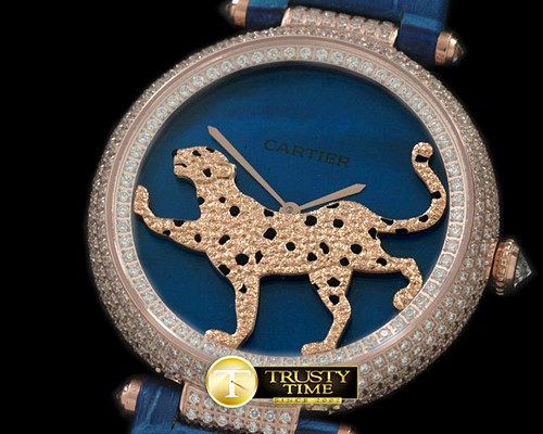 까르띠에 Panthere de Cartier Ladies RG/LE Blue Swiss Qtz -CAR0224B
