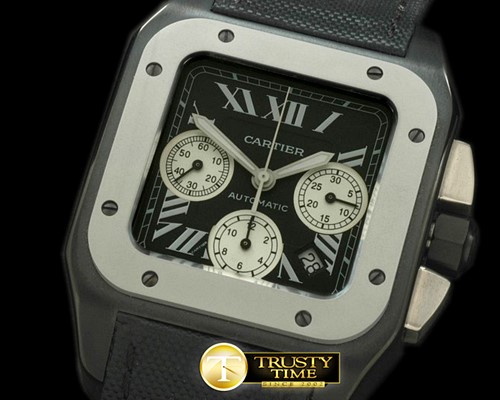 까르띠에 Santos 100 Chrono DLC/NY Black Asian 7753 -CAR0235