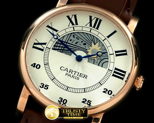 까르띠에 Ronde De Cartier Day Phase RG/LE White Jap Quartz -CAR0246A