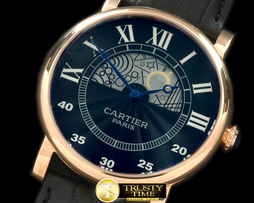 까르띠에 Ronde De Cartier Day Phase RG/LE Black Jap Quartz -CAR0246B