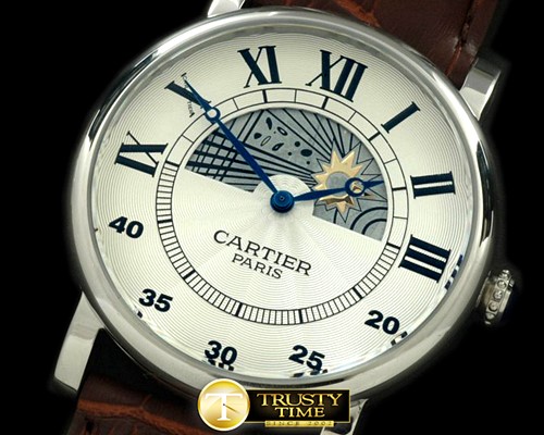 까르띠에 Ronde De Cartier Day Phase SS/LE White Jap Quartz -CAR0247A