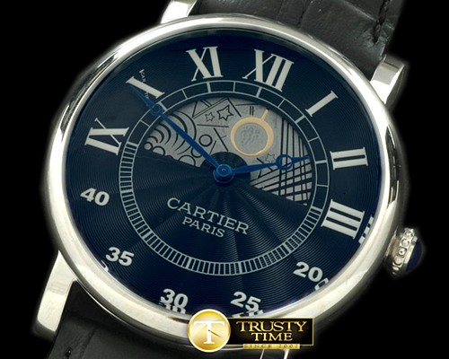 까르띠에 Ronde De Cartier Day Phase SS/LE Black Jap Quartz -CAR0247B