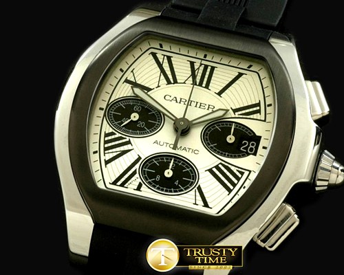 까르띠에 XXL Roadster Chrono SS/RU White 7753 -CAR0254A