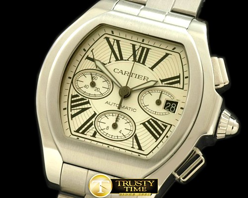 까르띠에 XXL Roadster Chrono SS/SS White 7753 -CAR0263