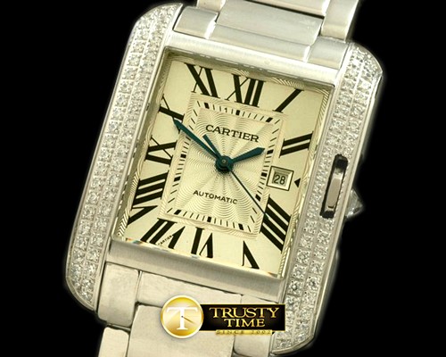 까르띠에 Tank Anglaise Mid SS/SS White Swiss Eta 2671 -CAR0265