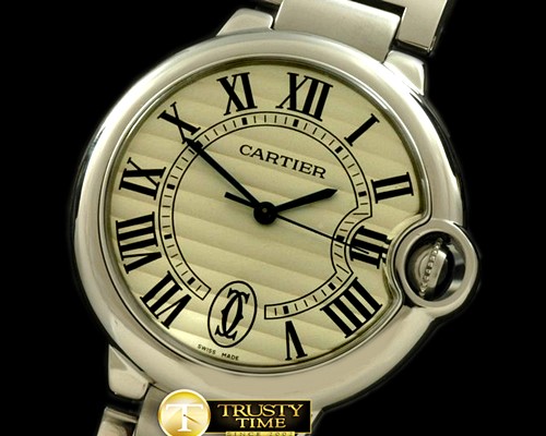 까르띠에 Ballon De Cartier Mid SS/SS White Swiss Eta 2671 -CAR0266