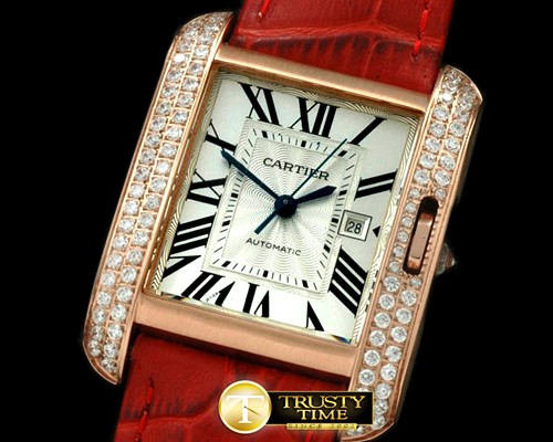 까르띠에 Tank Anglaise Mid RG/LE White Swiss Eta 2671 -CAR0271A