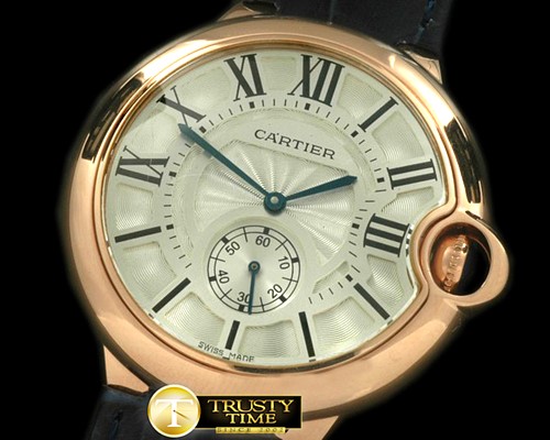 까르띠에 Ballon Bleu de Cartier Men RG/LE White Swiss Qtz -CAR0279A