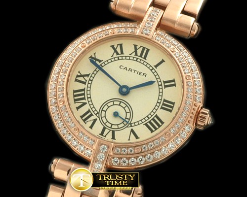 까르띠에 Must De Cartier Ronde RG/RG/Diam OffWhite Jap Quartz -CAR0287B