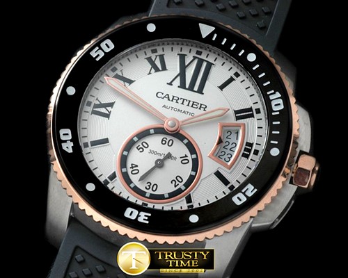 까르띠에 Calibre de Cartier Diver SS/RG/RU White -CAR0307B