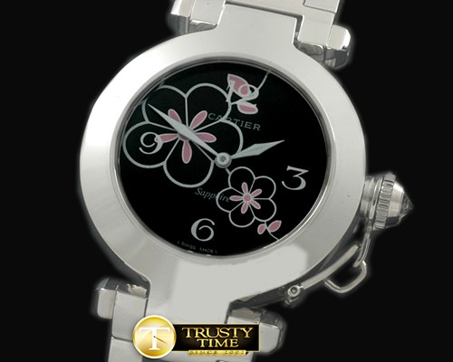 까르띠에 Pasha Ladies SS/SS Black Swiss Ronde Quartz -CAR0314C