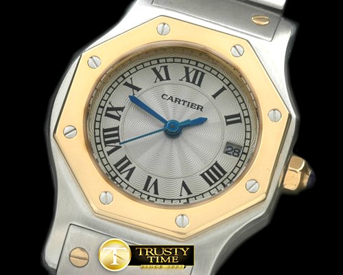 까르띠에 Ladies Original Santos SS/YG White Swiss Quartz -CAR0315A