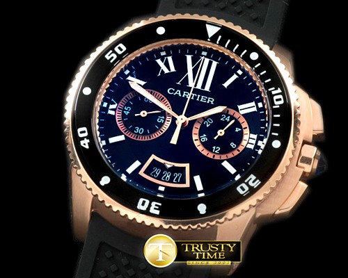 까르띠에 Calibre de Cartier DChrono RG/RU Black OS20 -CAR0327D