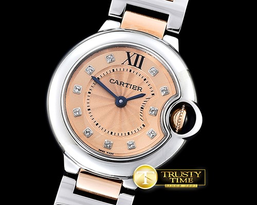 까르띠에 Balon De Cartier Ladies RG/SS Salmon Diams V6F Swiss -CAR0347