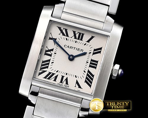 까르띠에 Ladies Cartier Tank Francaise SS/SS Wht TWF Swiss Qtz -CAR0356