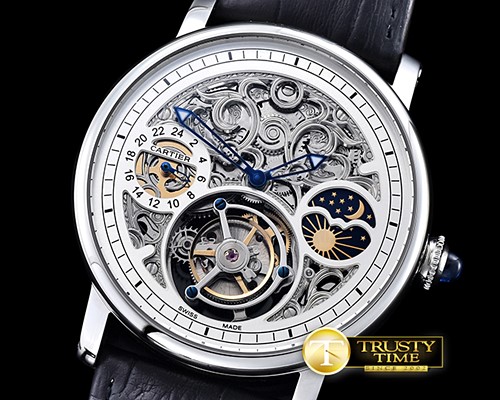 까르띠에 MoonPhase SS/LE Skeletonal WhiteAsia HW Tourbillon -CAR0367A