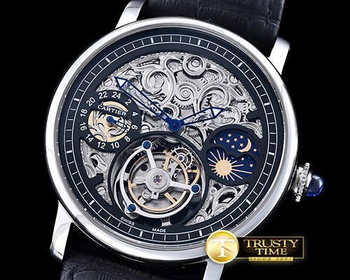 까르띠에 MoonPhase SS/LE Skeletonal BlackAsia HW Tourbillon -CAR0367B