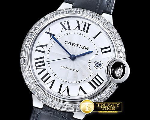 까르띠에 Cartier Balon Bleu Mens Diams Bez SS/LE White Miyota -CAR0370B