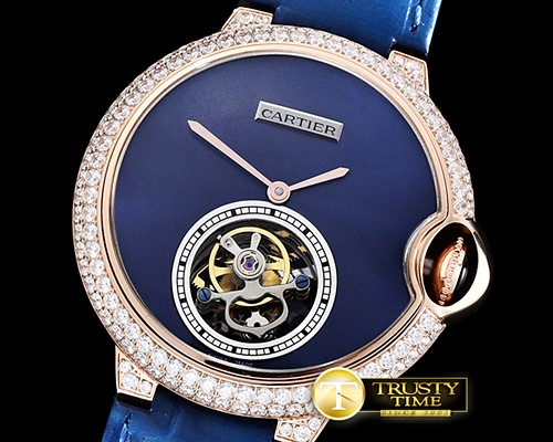 까르띠에 Balon Bleu De Cartier Tourbillon RG/LE Blue Tourb -CAR0377A