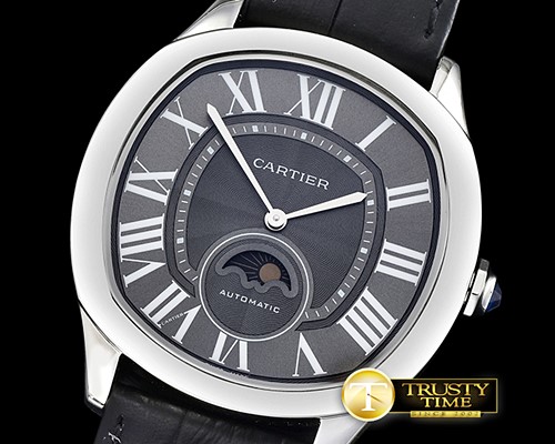 까르띠에 Drive De Cartier MoonPhase SS/LE Black Jap Qtz -CAR0380C