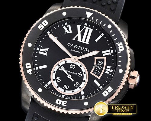 까르띠에 Calibre de Cartier DLC/RG/RU Blk JJF 1:1 Asia 23J Mod -CAR0382B