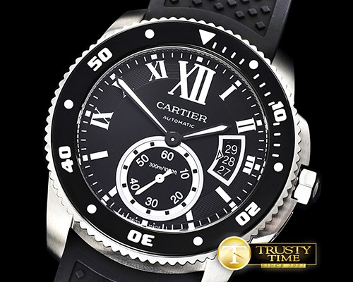 까르띠에 Calibre de Cartier SS/RU Black JJF 1:1 Asia 23J Mod -CAR0383A