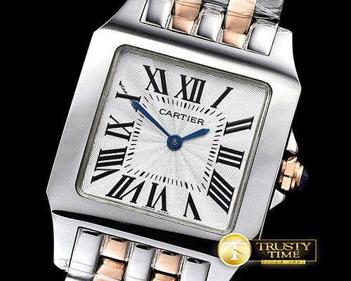 까르띠에 Santos Demoiselle Ladies RG/SS White Swiss Quartz -CAR0384A