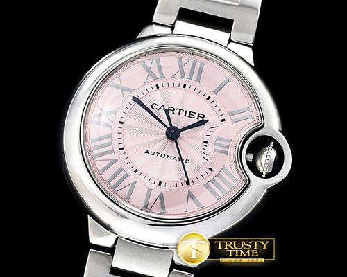 까르띠에 Balon De Bleu Ladies 33mm SS/SS Pink TWF Seiko NH05A -CAR0387B