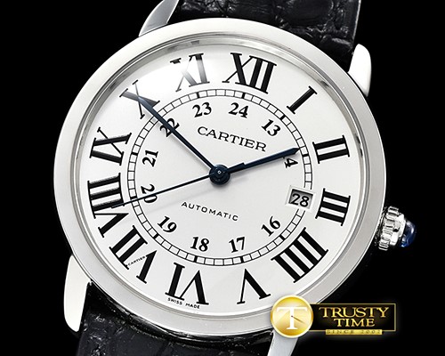 까르띠에 Ronde Louis Cartier Date SS/LE White Miyota 9015 -CAR0388A