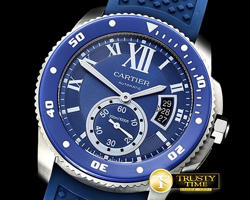 까르띠에 Calibre de Cartier SS/RU Blue JJF 1:1 Asia 23J Mod -CAR0392A