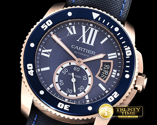 까르띠에 Calibre de Cartier Diver RG/NY/RU Blue TF MY8205 Mod -CAR0399