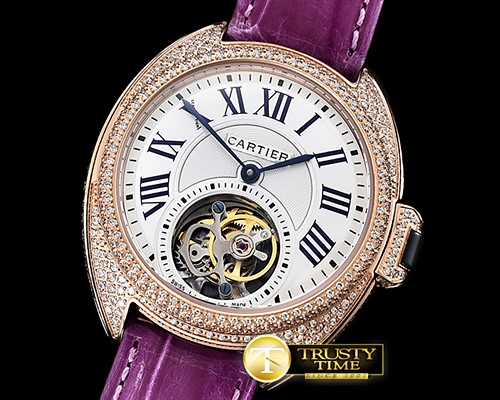 까르띠에 Cle De Cartier Tourb Diams RG/LE Purp White Asia HW -CAR0402C