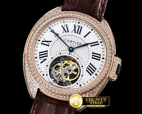 까르띠에 Cle De Cartier Tourb Diams RG/LE Brown White Asia HW -CAR0402D
