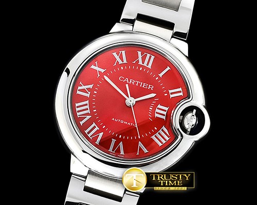 까르띠에 Balon Bleu Midsize 33mm SS/SS Red JF MY9015 Mod -CAR0410A