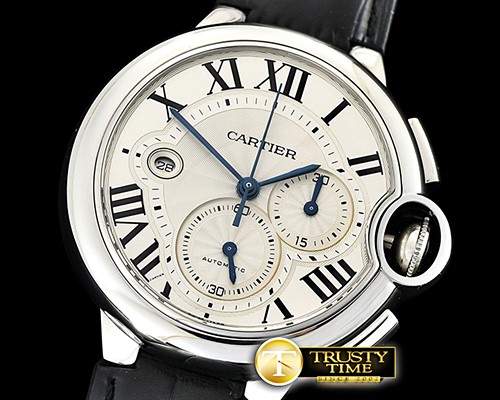 까르띠에 Balon Bleu Chronograph 47mm SS/LE White ZF Asia 7750 -CAR0412A
