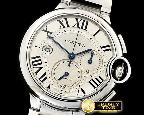 까르띠에 Balon Bleu Chronograph 47mm SS/SS White ZF Asia 7750 -CAR0412C