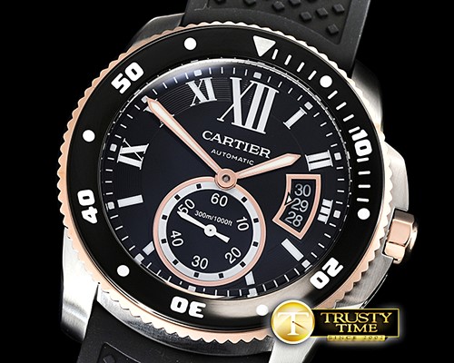 까르띠에 Calibre de Cartier Diver RG/SS/RU Blk TF MY8205 Mod -CAR0414A