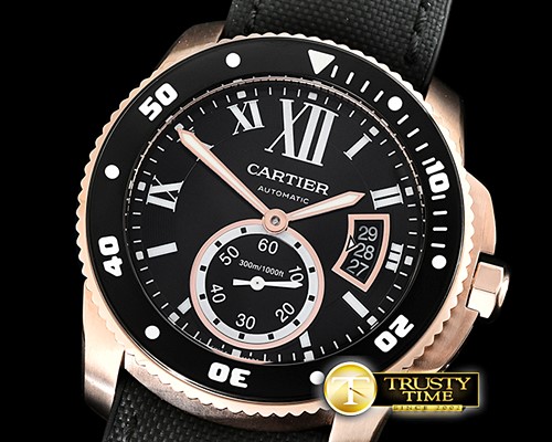 까르띠에 Calibre de Cartier Diver RG/NY/RU Blk TF MY8205 Mod -CAR0415A