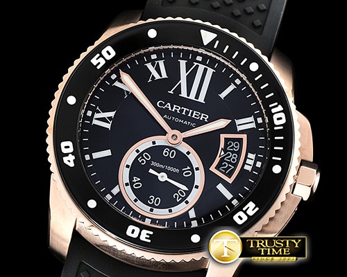 까르띠에 Calibre de Cartier Diver RG/RU Blk TF MY8205 Mod -CAR0415B