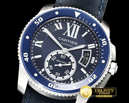 까르띠에 Calibre de Cartier Diver SS/NY/RU Blue JF Asia 2824 -CAR0418A