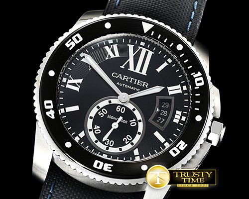 까르띠에 Calibre de Cartier Diver SS/NY/RU Black JF Asia 2824 -CAR0418B