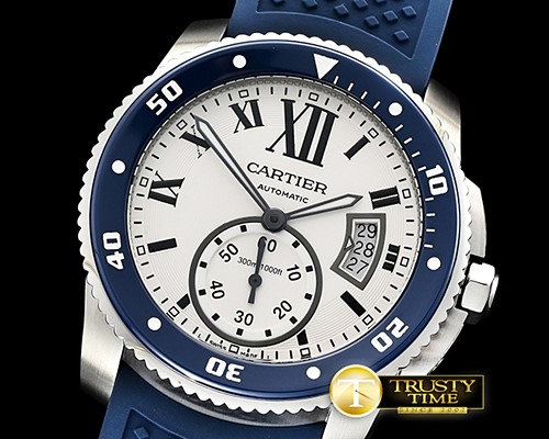 까르띠에 Calibre de Cartier Diver (Blue) SS/RU Wht JF Asia 2824 -CAR0421A