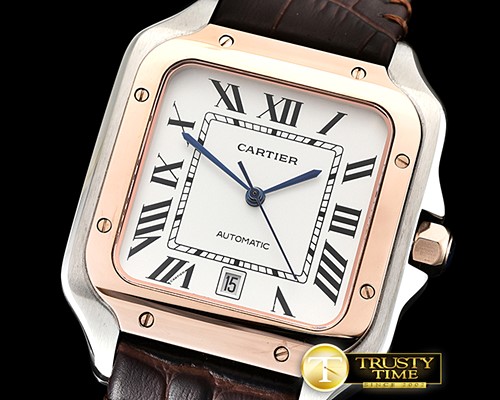 까르띠에 Santos De Cartier 2018 Mens RG/SS/LE (Bwn) Wht Miyota -CAR0427B